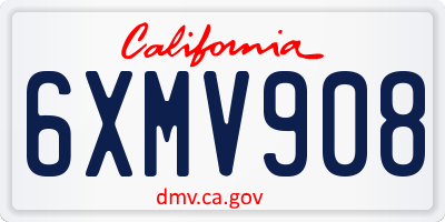 CA license plate 6XMV908