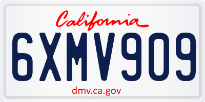 CA license plate 6XMV909