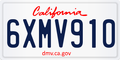 CA license plate 6XMV910