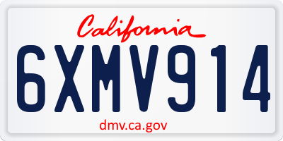 CA license plate 6XMV914