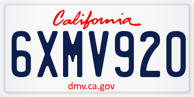 CA license plate 6XMV920