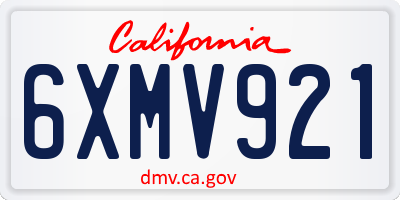 CA license plate 6XMV921