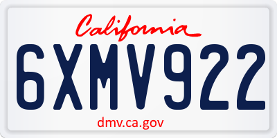 CA license plate 6XMV922