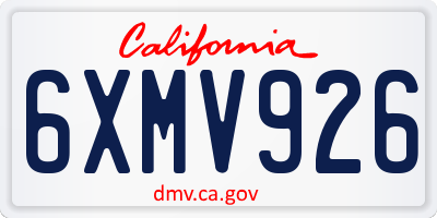 CA license plate 6XMV926