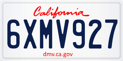 CA license plate 6XMV927