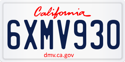 CA license plate 6XMV930