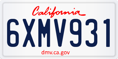 CA license plate 6XMV931