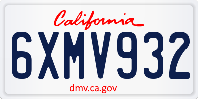 CA license plate 6XMV932