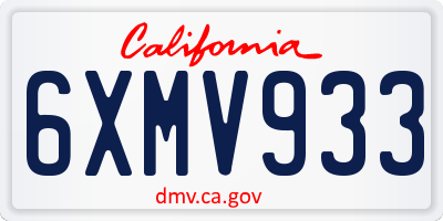 CA license plate 6XMV933
