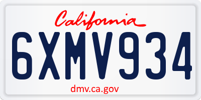 CA license plate 6XMV934