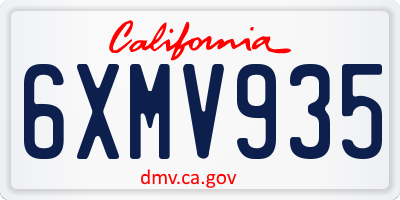CA license plate 6XMV935