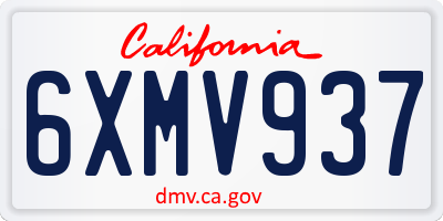 CA license plate 6XMV937