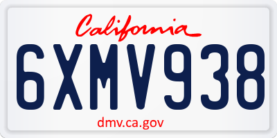 CA license plate 6XMV938