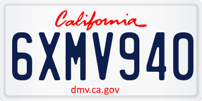 CA license plate 6XMV940