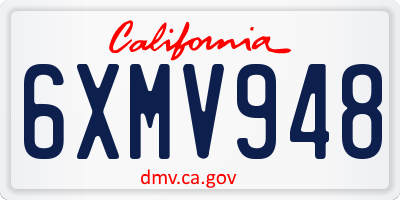 CA license plate 6XMV948