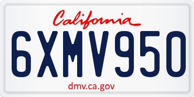 CA license plate 6XMV950