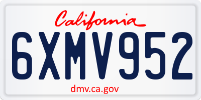 CA license plate 6XMV952