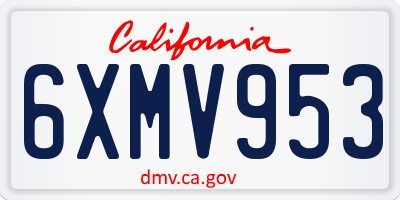 CA license plate 6XMV953