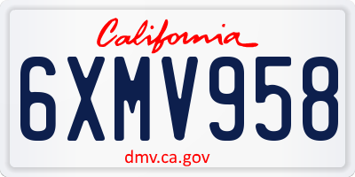 CA license plate 6XMV958