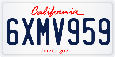CA license plate 6XMV959