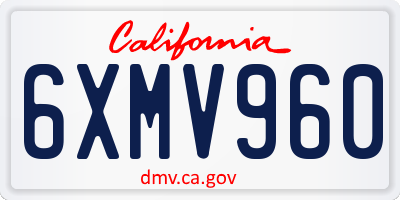 CA license plate 6XMV960