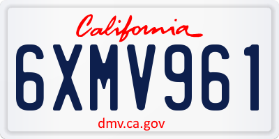CA license plate 6XMV961