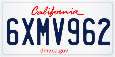 CA license plate 6XMV962
