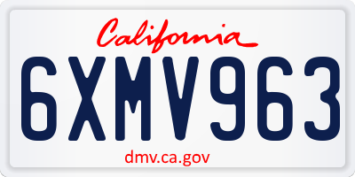 CA license plate 6XMV963