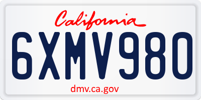 CA license plate 6XMV980