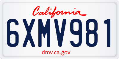 CA license plate 6XMV981