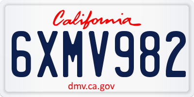 CA license plate 6XMV982