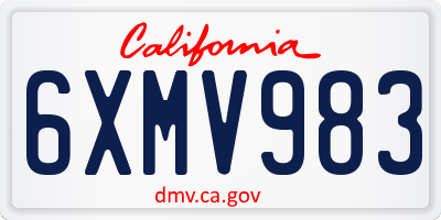 CA license plate 6XMV983