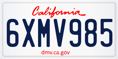 CA license plate 6XMV985
