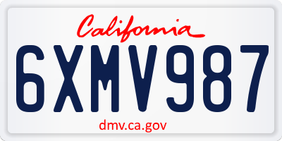 CA license plate 6XMV987