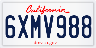 CA license plate 6XMV988
