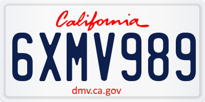 CA license plate 6XMV989