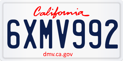 CA license plate 6XMV992