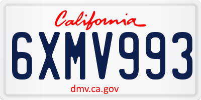 CA license plate 6XMV993