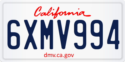 CA license plate 6XMV994