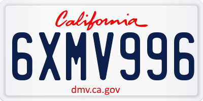 CA license plate 6XMV996