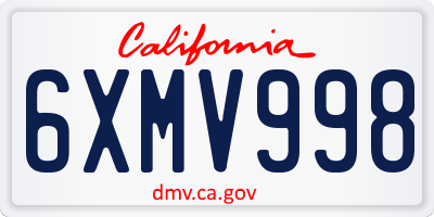 CA license plate 6XMV998