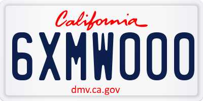 CA license plate 6XMW000