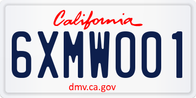 CA license plate 6XMW001