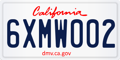 CA license plate 6XMW002