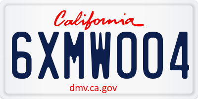 CA license plate 6XMW004