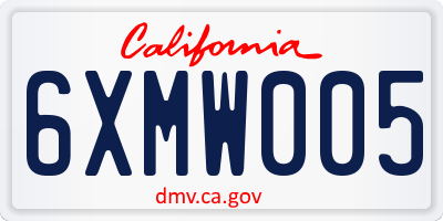 CA license plate 6XMW005