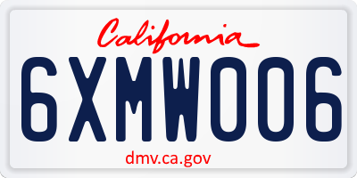 CA license plate 6XMW006