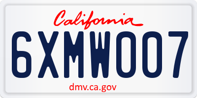 CA license plate 6XMW007