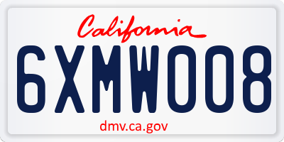 CA license plate 6XMW008