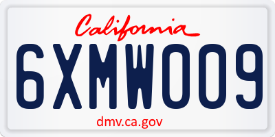 CA license plate 6XMW009